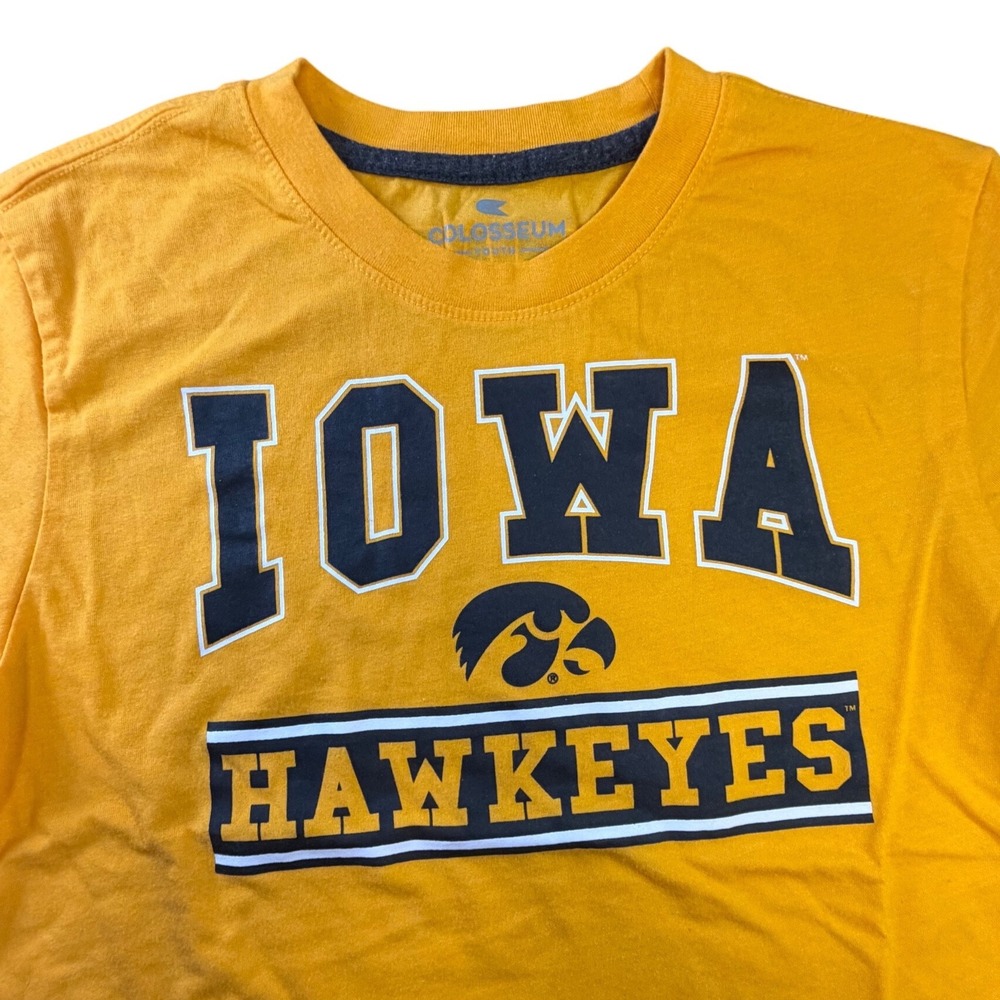 Colosseum Iowa Hawkeyes Youth Large Gold T-Shirt Kids NCAA Go Hawks Tee K2